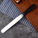 Espátula Recta 15 cm Mango Negro para Repostería